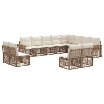 Gartensofa-set 12 stk. Beige und Cremeweiß Poly-Rattan