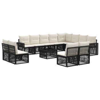 Gartensofa-set 13 stk. Schwarz und Cremeweiß Poly-Rattan