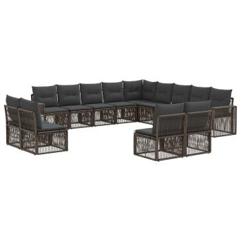 Gartensofa-set 13 stk. Grau und Dunkelgrau Poly-Rattan