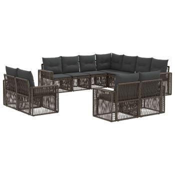 Gartensofa-set 11 stk. Grau und Dunkelgrau Poly-Rattan