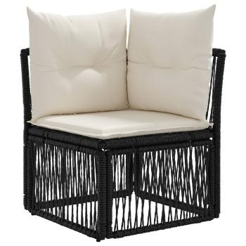 Gartensofa-set 13 Stk. Schwarz und Cremeweiß Poly-Rattan
