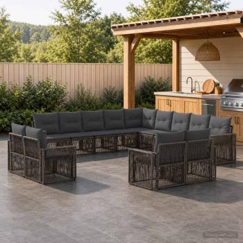ARDEBO.de - Gartensofa-set 13 stk. Grau und Dunkelgrau Poly-Rattan