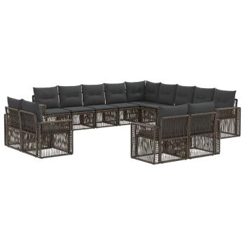Gartensofa-set 13 stk. Grau und Dunkelgrau Poly-Rattan