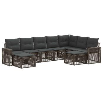 Gartensofa-set 9 stk. Grau und Dunkelgrau Poly-Rattan