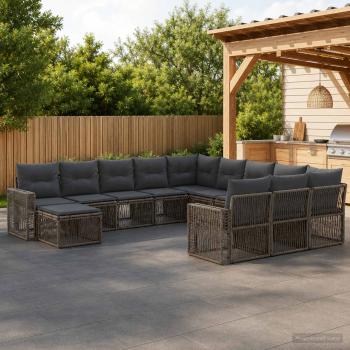 ARDEBO.de - Gartensofa-set 12 Stk. Grau und Dunkelgrau Poly-Rattan