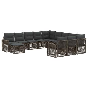 Gartensofa-set 12 Stk. Grau und Dunkelgrau Poly-Rattan