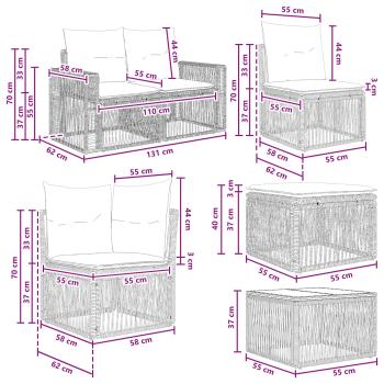 Gartensofa-set 13 Stk. Schwarz und Cremeweiß Poly-Rattan