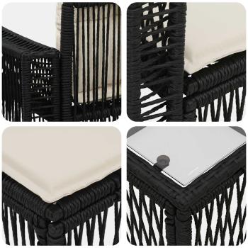 Gartensofa-set 13 Stk. Schwarz und Cremeweiß Poly-Rattan