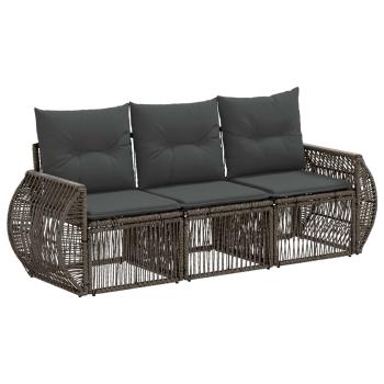 Gartensofa-set 3 stk. Grau und Dunkelgrau Poly-Rattan