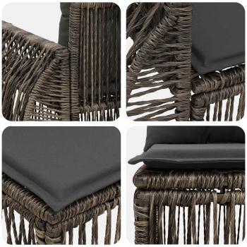 Gartensofa-set 3 stk. Grau und Dunkelgrau Poly-Rattan