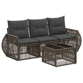 Gartensofa-set 4 stk. Grau und Dunkelgrau Poly-Rattan