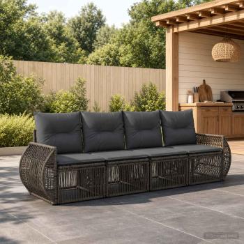 ARDEBO.de - Gartensofa-set 4 stk. 4-Sitzer Grau und Dunkelgrau Poly-Rattan
