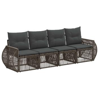 Gartensofa-set 4 stk. 4-Sitzer Grau und Dunkelgrau Poly-Rattan