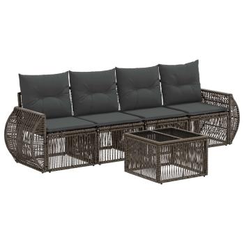 Gartensofa-set 5 stk. Grau und Dunkelgrau Poly-Rattan