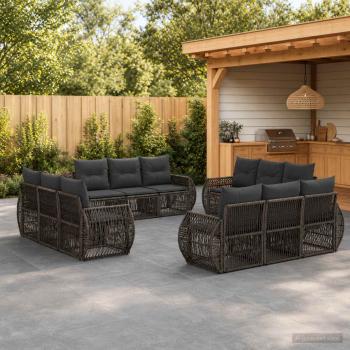 ARDEBO.de - Gartensofa-set 12 stk. Grau und Dunkelgrau Poly-Rattan