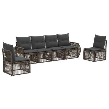 Gartensofa-set 6 stk. Grau und Dunkelgrau Poly-Rattan