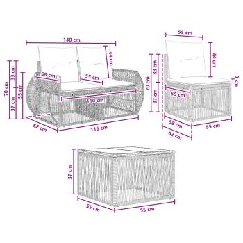 Gartensofa-set 8 Stk. Grau und Dunkelgrau Poly-Rattan