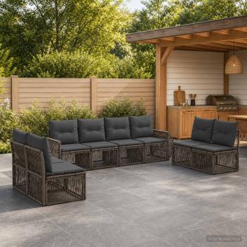 ARDEBO.de - Gartensofa-set 8 stk. Grau und Dunkelgrau Poly-Rattan