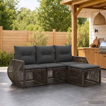 ARDEBO.de - Gartensofa-set 4 stk. Grau und Dunkelgrau Poly-Rattan