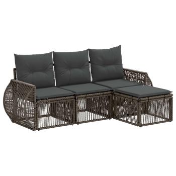 Gartensofa-set 4 stk. Grau und Dunkelgrau Poly-Rattan