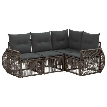 Gartensofa-set 4 stk. 4-Sitzer Grau und Dunkelgrau Poly-Rattan