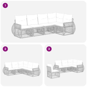 Gartensofa-set 5 Stk. Schwarz und Cremeweiß Poly-Rattan