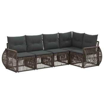 Gartensofa-set 5 stk. Grau und Dunkelgrau Poly-Rattan