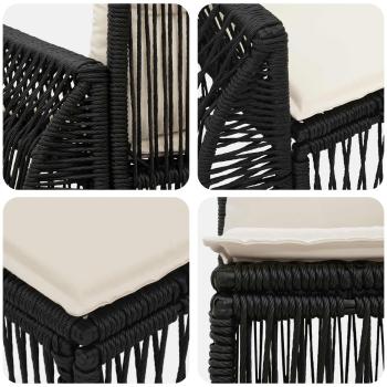 Gartensofa-set 6 stk. Schwarz und Cremeweiß Poly-Rattan