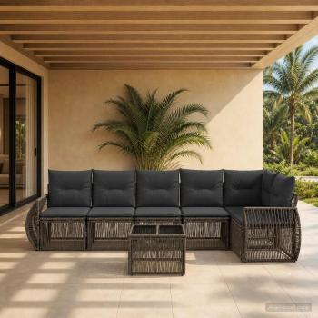 ARDEBO.de - Gartensofa-set 7 Stk. Grau und Dunkelgrau Poly-Rattan