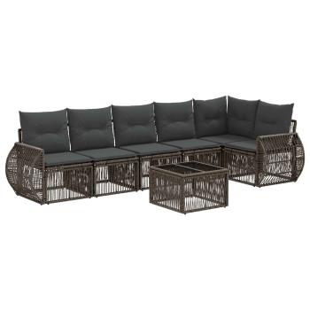 Gartensofa-set 7 Stk. Grau und Dunkelgrau Poly-Rattan