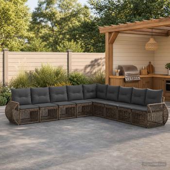 ARDEBO.de - Gartensofa-set 9 stk. Grau und Dunkelgrau Poly-Rattan