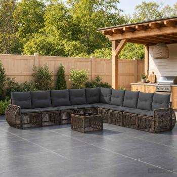 ARDEBO.de - Gartensofa-set 10 stk. Grau und Dunkelgrau Poly-Rattan