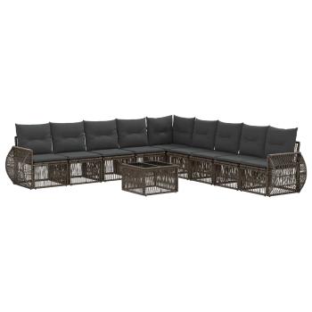 Gartensofa-set 10 stk. Grau und Dunkelgrau Poly-Rattan
