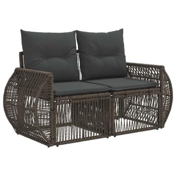 Gartensofa-set 10 stk. Grau und Dunkelgrau Poly-Rattan