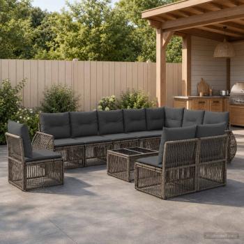 ARDEBO.de - Gartensofa-set 11 stk. Grau und Dunkelgrau Poly-Rattan