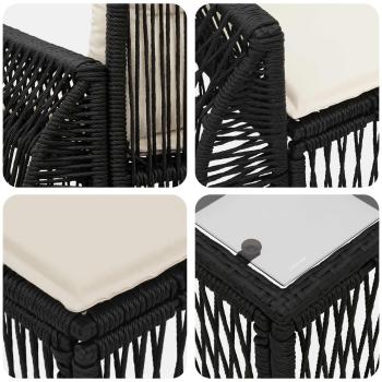 Gartensofa-set 12 Stk. Schwarz und Cremeweiß Poly-Rattan