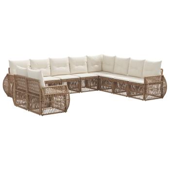 Gartensofa-set 10 Stk. Beige und Cremeweiß Poly-Rattan