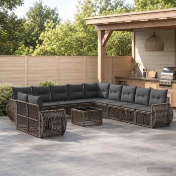 ARDEBO.de - Gartensofa-set 12 Stk. Grau und Dunkelgrau Poly-Rattan