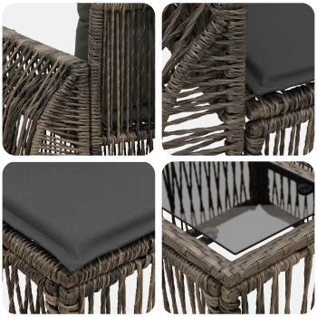 Gartensofa-set 12 Stk. Grau und Dunkelgrau Poly-Rattan