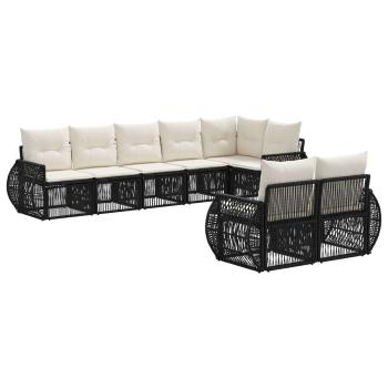 Gartensofa-set 8 stk. Schwarz und Cremeweiß Poly-Rattan