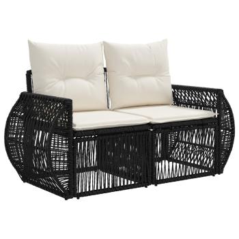 Gartensofa-set 8 stk. Schwarz und Cremeweiß Poly-Rattan