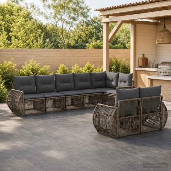 ARDEBO.de - Gartensofa-set 8 stk. Grau und Dunkelgrau Poly-Rattan