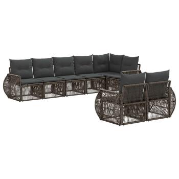 Gartensofa-set 8 stk. Grau und Dunkelgrau Poly-Rattan