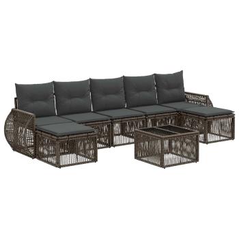 Gartensofa-set 8 stk. Grau und Dunkelgrau Poly-Rattan