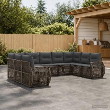 ARDEBO.de - Gartensofa-set 9 stk. Grau und Dunkelgrau Poly-Rattan