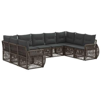Gartensofa-set 9 stk. Grau und Dunkelgrau Poly-Rattan