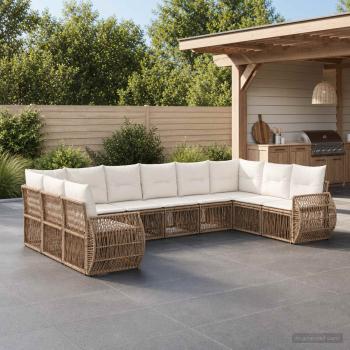 ARDEBO.de - Gartensofa-set 10 stk. Beige und Cremeweiß Poly-Rattan