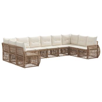 Gartensofa-set 10 stk. Beige und Cremeweiß Poly-Rattan