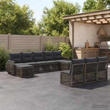ARDEBO.de - Gartensofa-set 10 stk. Grau und Dunkelgrau Poly-Rattan