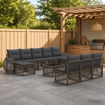 ARDEBO.de - Gartensofa-set 11 Stk. Grau und Dunkelgrau Poly-Rattan